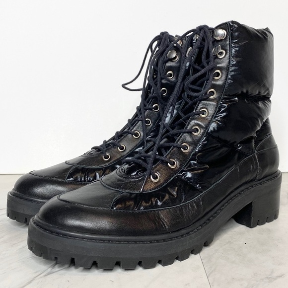 New! Schutz Amaris Black Puffer Hiking Boot 6B - Picture 1 of 14
